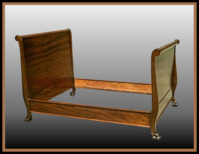 Mahogany Sleigh Bed, Hander Woodworking