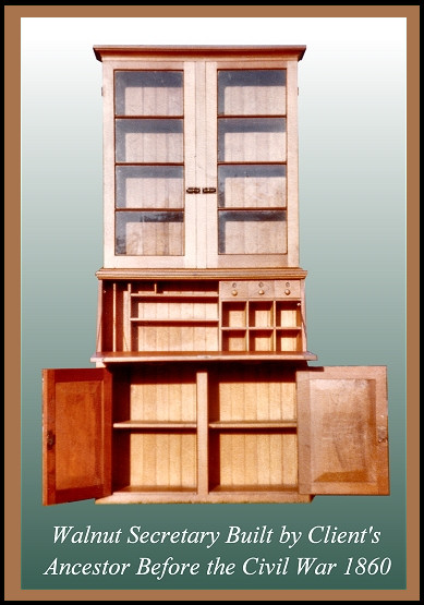 19th Century Walnut Secretary, Hander Woodworking
